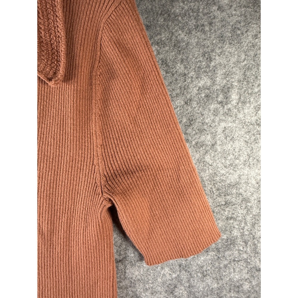 Loft Outlet Womens Medium Ribbed Polo Sweater Short Sleeve V-Neck R Terracotta - Picture 8 of 13